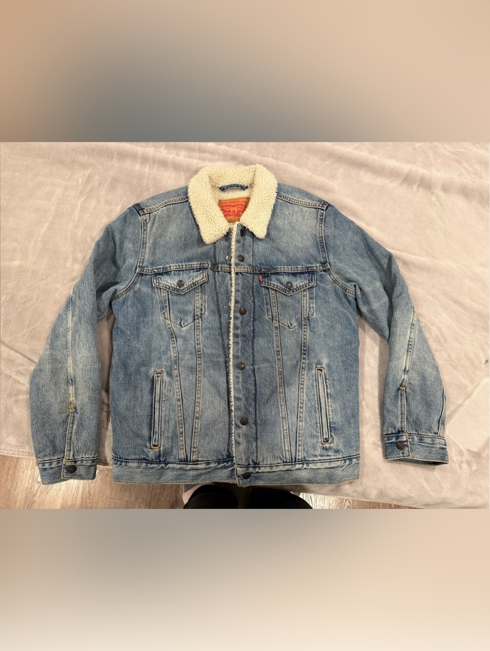 Levi's Type III Sherpa Trucker Jacket Blue & White Size Large